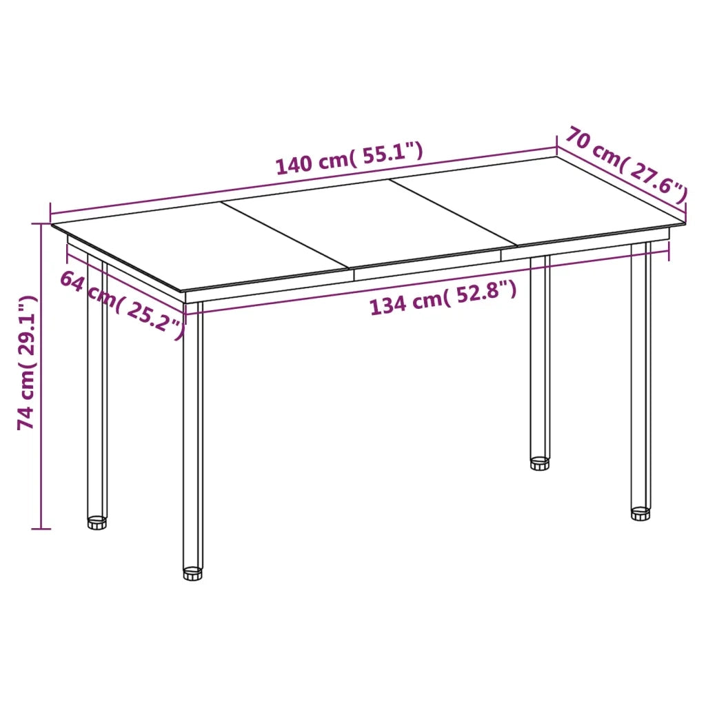 Set da Pranzo per Giardino 5 pz con Cuscini Polyrattan e Vetro cod mxl 42171