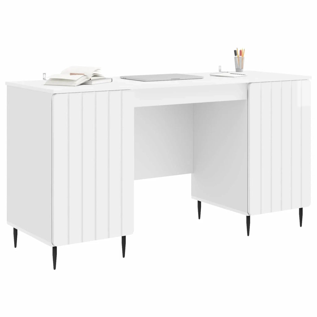 Scrivania Bianco Lucido 142,5 x 50 x 75 cm Legno ingegnerizzato
