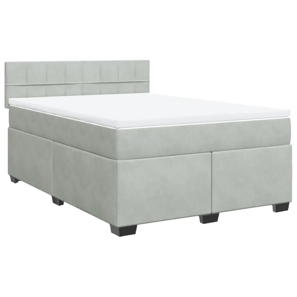 vidaXL Giroletto a Molle con Materasso Grigio Chiaro 160x200cm Velluto