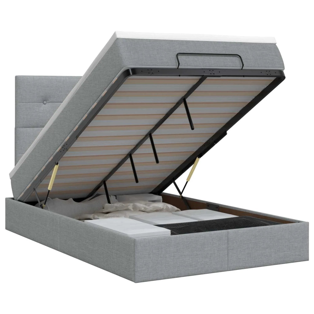 Letto ottomano con materasso Grigio Chiaro 120 x 190 cm Tessuto 3457473
