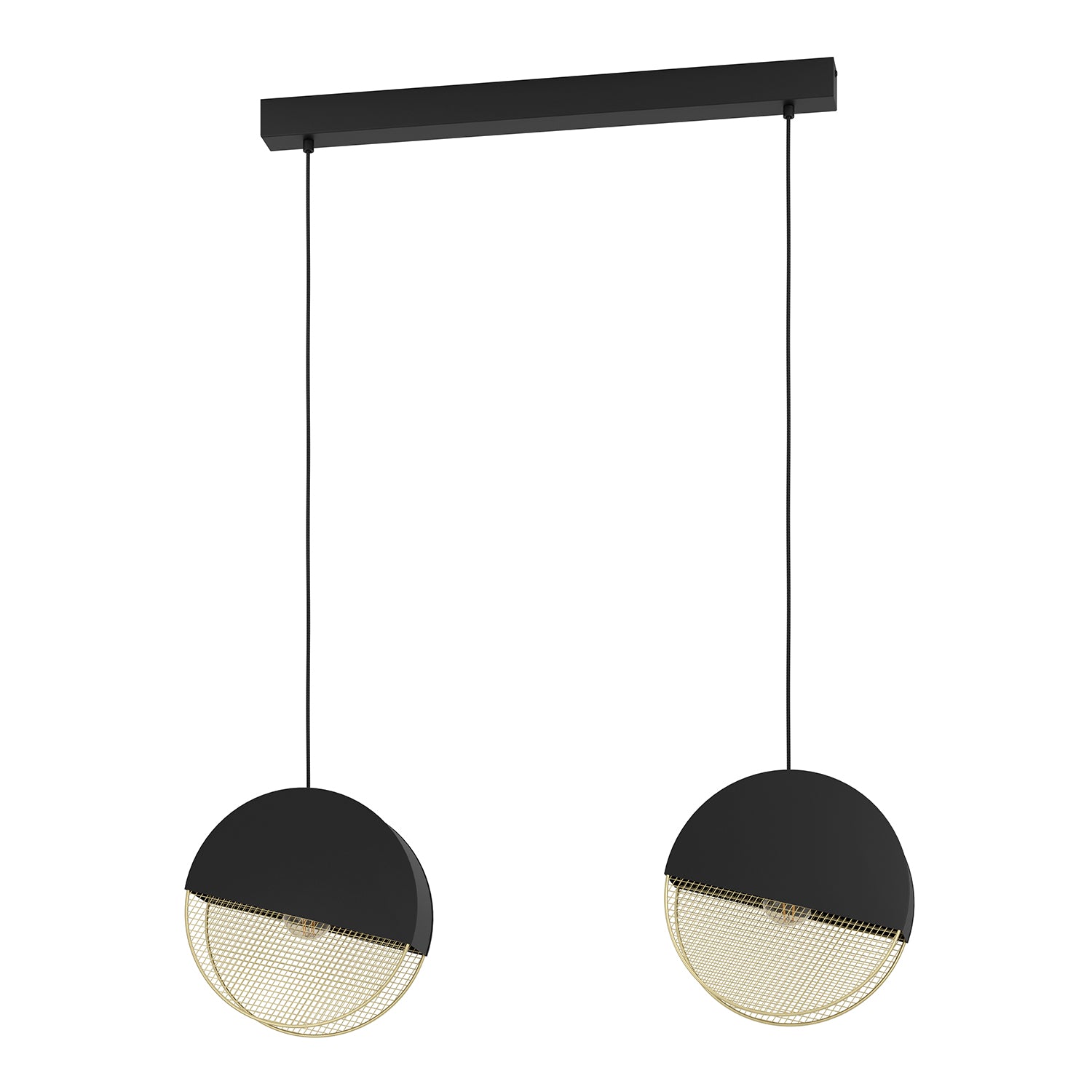 Lampadario A Sospensione Vintage Mumbles Acciaio Nero Oro 2 Luci E27