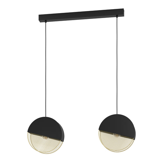 Lampadario A Sospensione Vintage Mumbles Acciaio Nero Oro 2 Luci E27