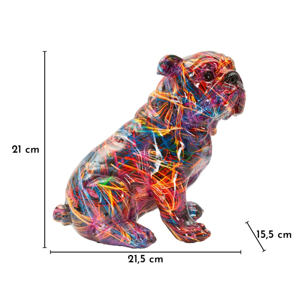 Scultura Bulldog, Multicolore, Poliresina, 21,5x15,5x21 cm