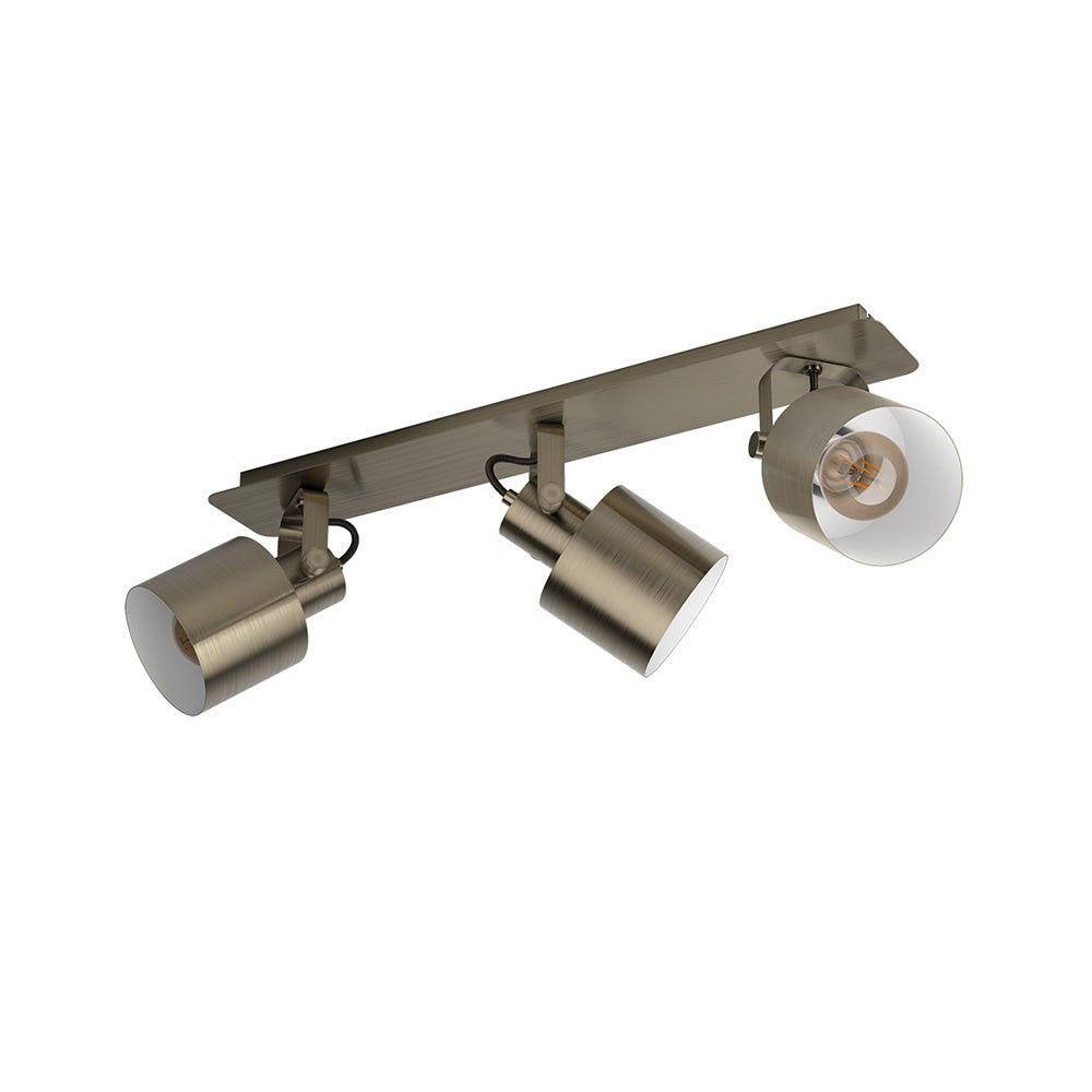 Plafoniera/Spot Moderna Sud 3 Luci Acciaio Oro E Bianco