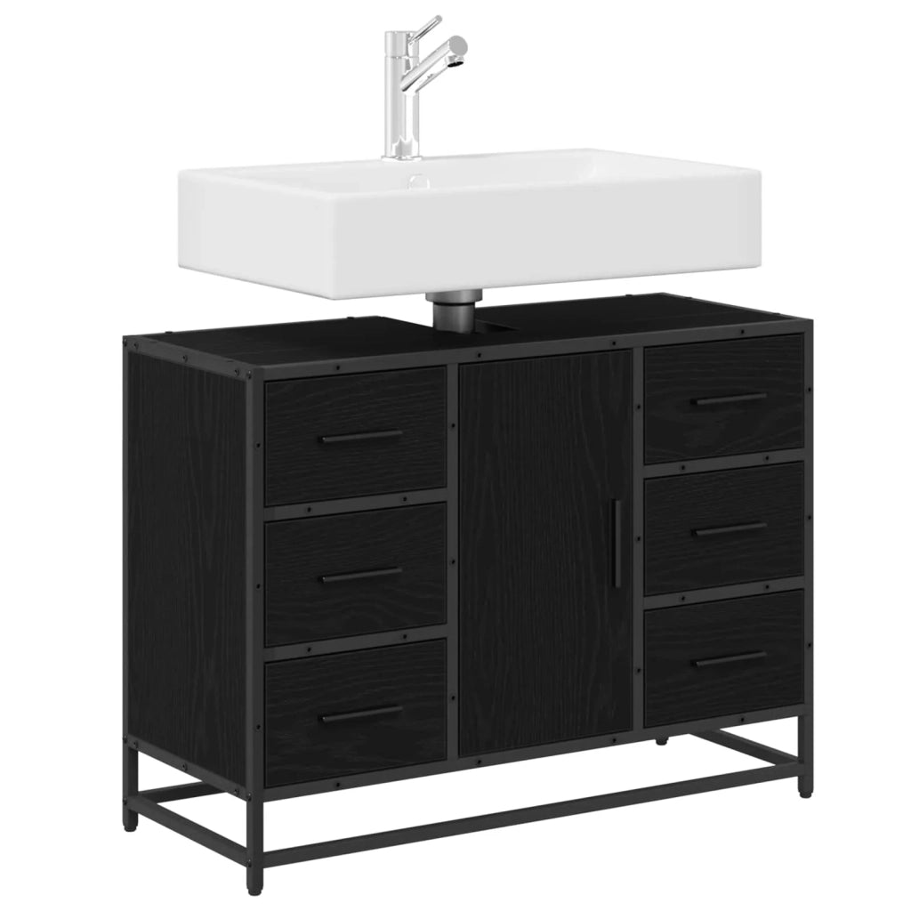 Mobile da Bagno Rovere Nero 80 x 33 x 60 cm Legno multistrato 883633
