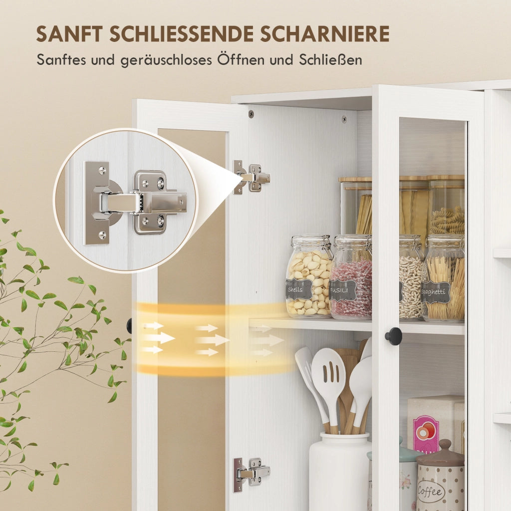 Mobile Cucina con Ante in Vetro, Ripiani e Ablage Aperte ¨C Minimal ¨C MDF Bianco 172 cm