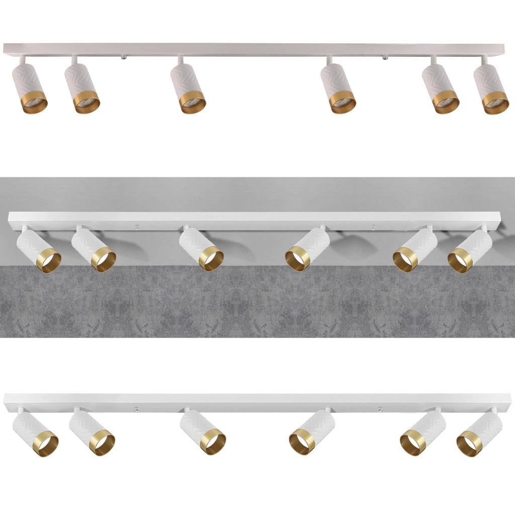 Plafoniera/Applique 6 luci bianco oro GU10 Arras Polux