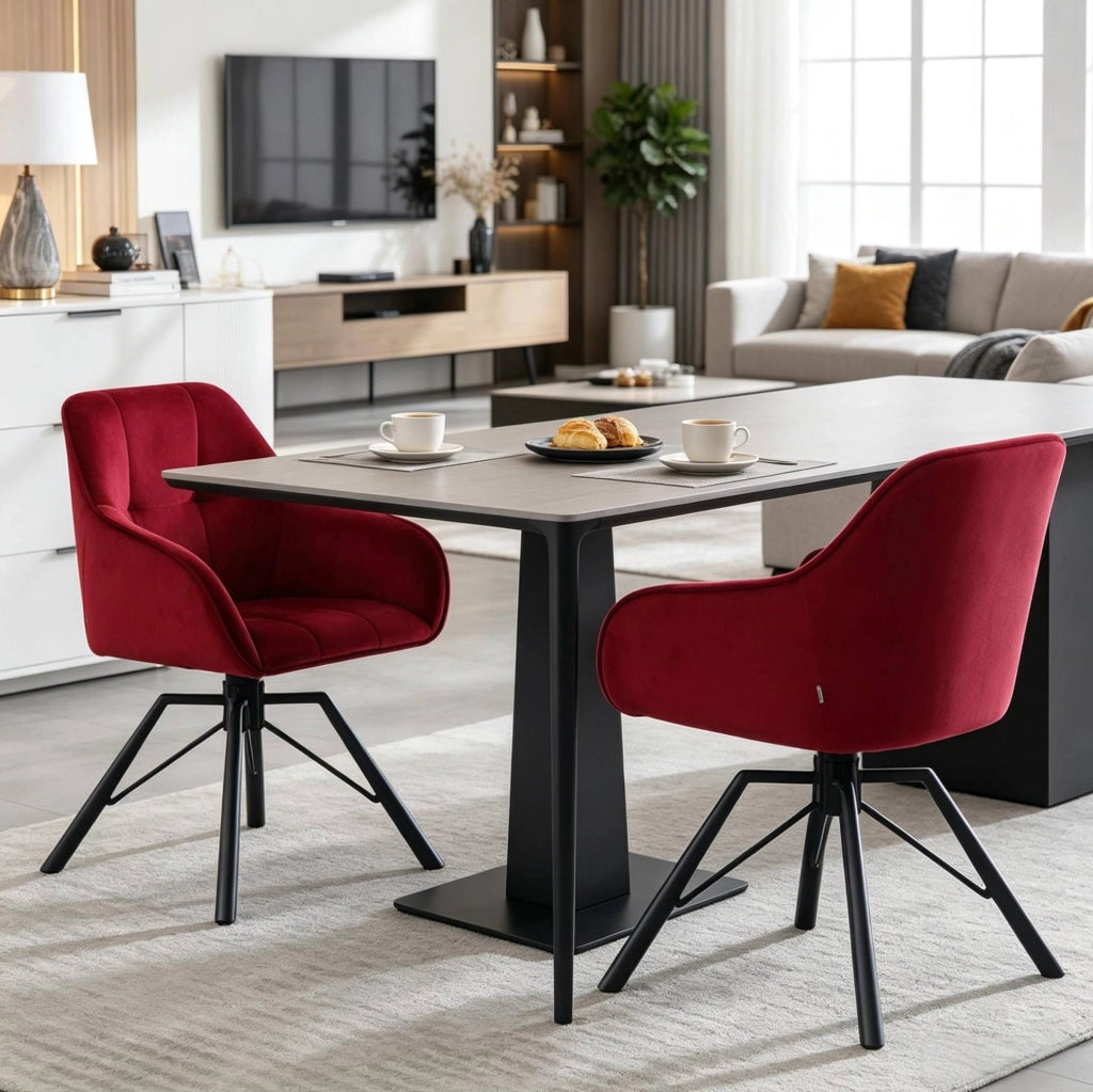 Sedia da pranzo girevole 57 x 82,5 x 54 cm velluto bordeaux, set da 2