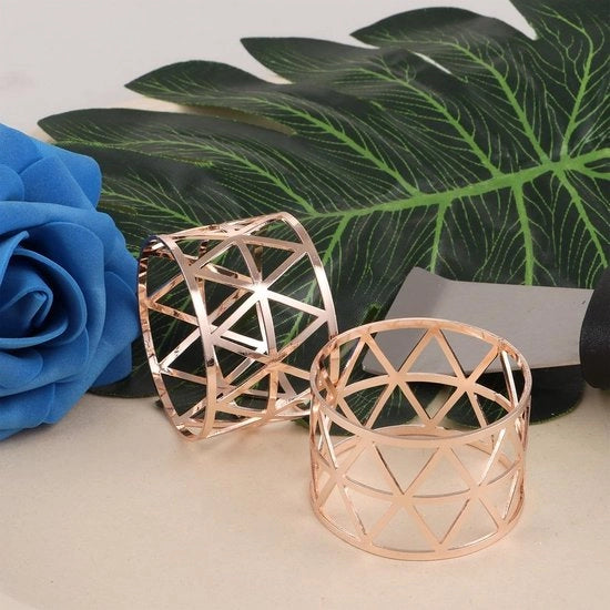 12 servettaglie rosé dorato, servettaglie metalliche a forma di cono, set di servettaglie universali
