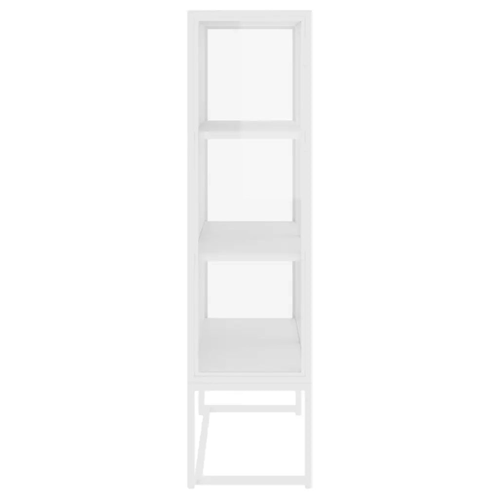 Credenza Alta Bianca 80x35x135 cm Acciaio e Vetro Temperato 335884