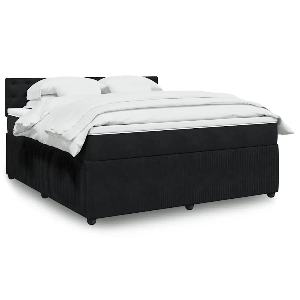 Giroletto a Molle con Materasso Nero 180x200 cm in Velluto 3287820