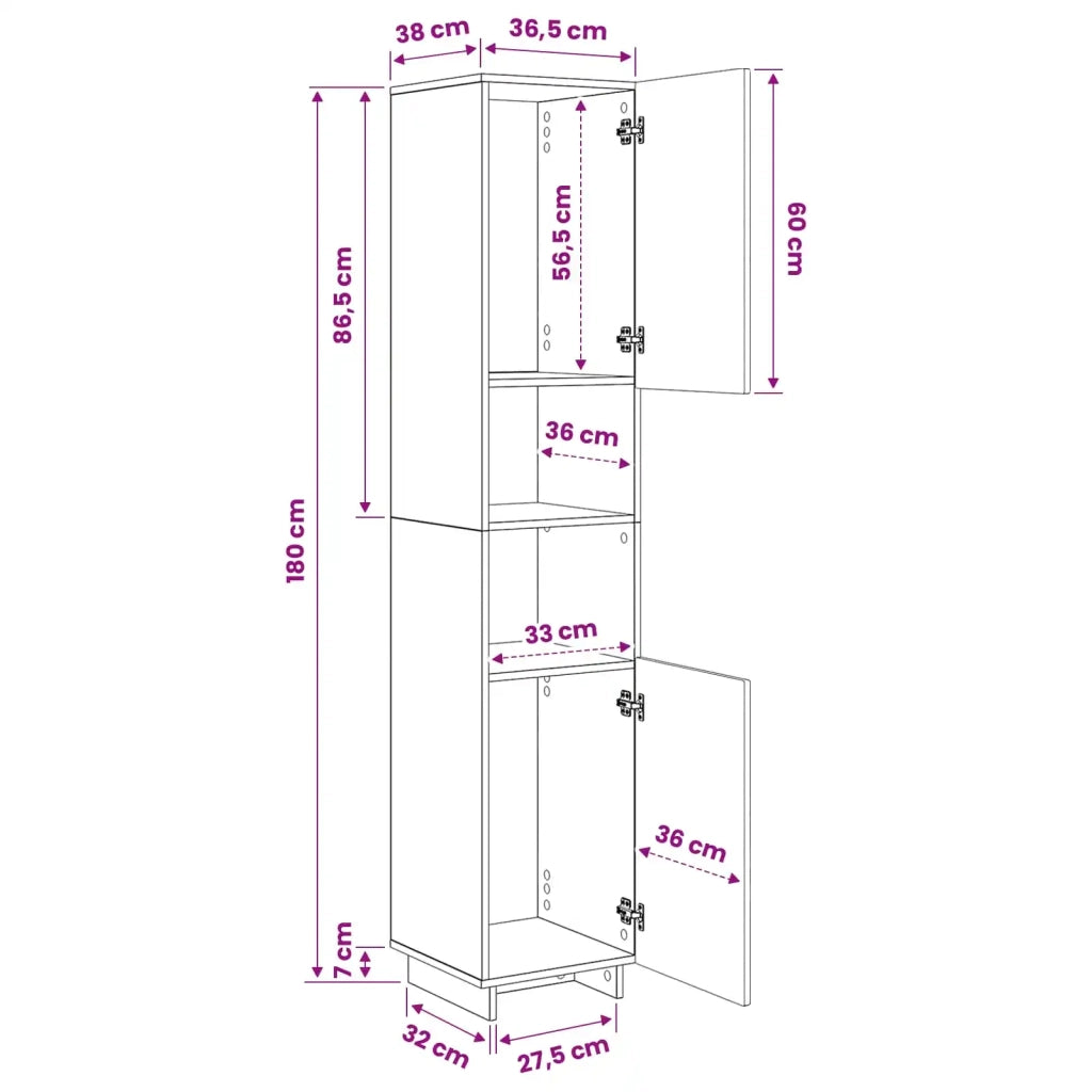 Mobile da bagno Grigio Cemento 36.5 x 38 x 180 cm 8011597