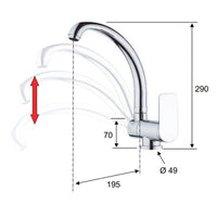 Rubinetto per lavello con bocca alta girevole - serie infinity