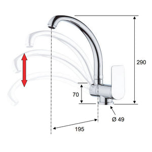 Rubinetto per lavello con bocca alta girevole - serie infinity
