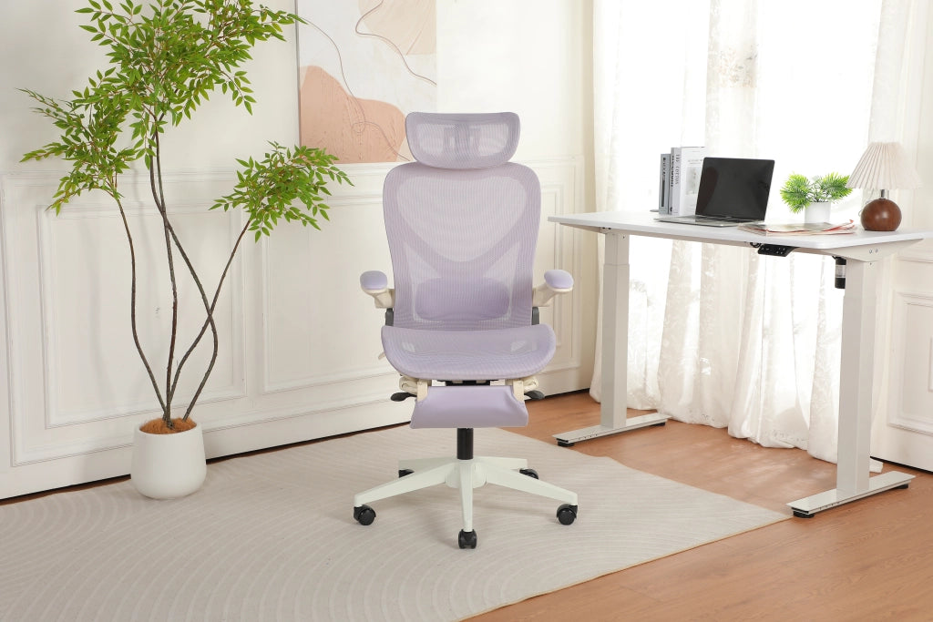 Sedia da ufficio ergonomica pieghevole in rete viola 62 x 48,5 x 129 cm