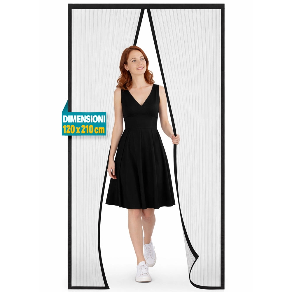 Zanzariera Magnetica 120x210cm Nero Rigata per Porta Tenda Anti Zanzare Insetti