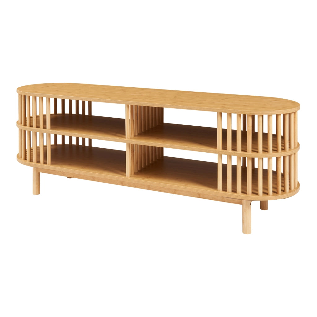 Mobile Porta TV Jarvenpaa con 4 Scomparti in Bambù 140 x 40 x 50 cm - Naturale [en.casa]