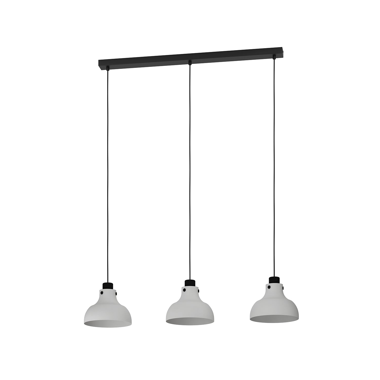 Lampadario A Sospensione Vintage Matlock Acciaio Nero Grigio 3 Luci E27