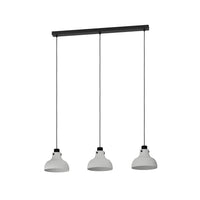 Lampadario A Sospensione Vintage Matlock Acciaio Nero Grigio 3 Luci E27