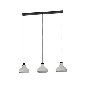 Lampadario A Sospensione Vintage Matlock Acciaio Nero Grigio 3 Luci E27