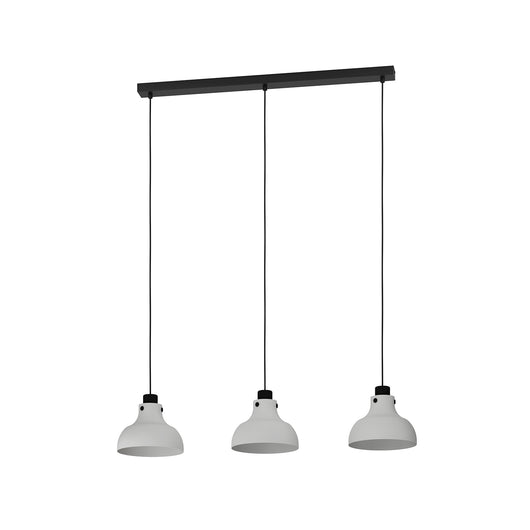 Lampadario A Sospensione Vintage Matlock Acciaio Nero Grigio 3 Luci E27