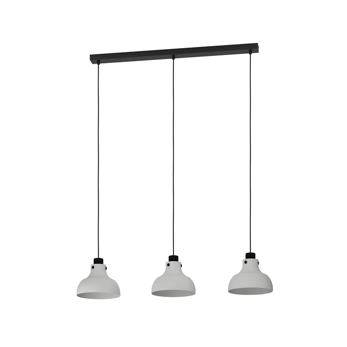 Lampadario A Sospensione Vintage Matlock Acciaio Nero Grigio 3 Luci E27