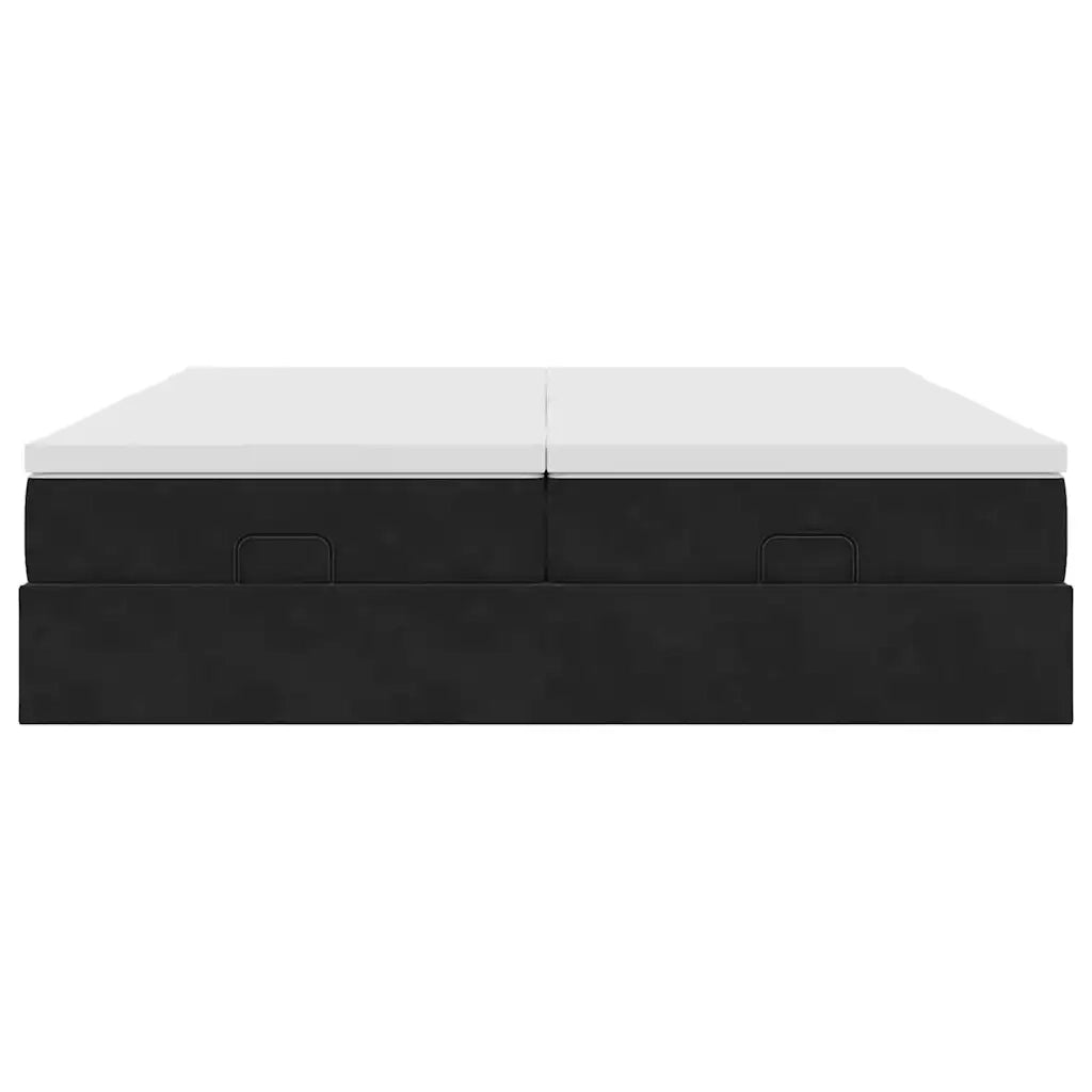 Struttura Letto Pouf con Materassi Nero 160x200 cm in Velluto 3311257