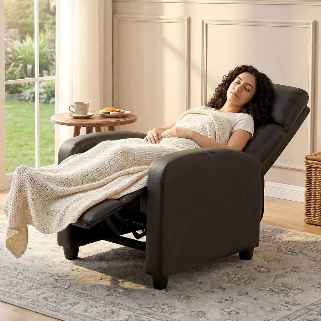 Poltrona Relax Massaggiante con Telecomando e 8 Programmi, Reclinazione e Poggiapiedi, 68x88x98cm, Marrone