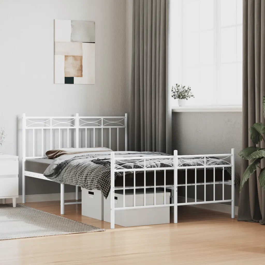 Giroletto con Testiera e Pediera-Struttura Letto Metallo Bianco 120x200 cm 976796