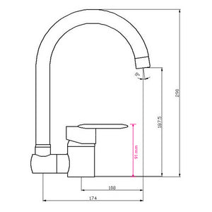 Rubinetto lavello sottofinestra con bocca ribaltabile