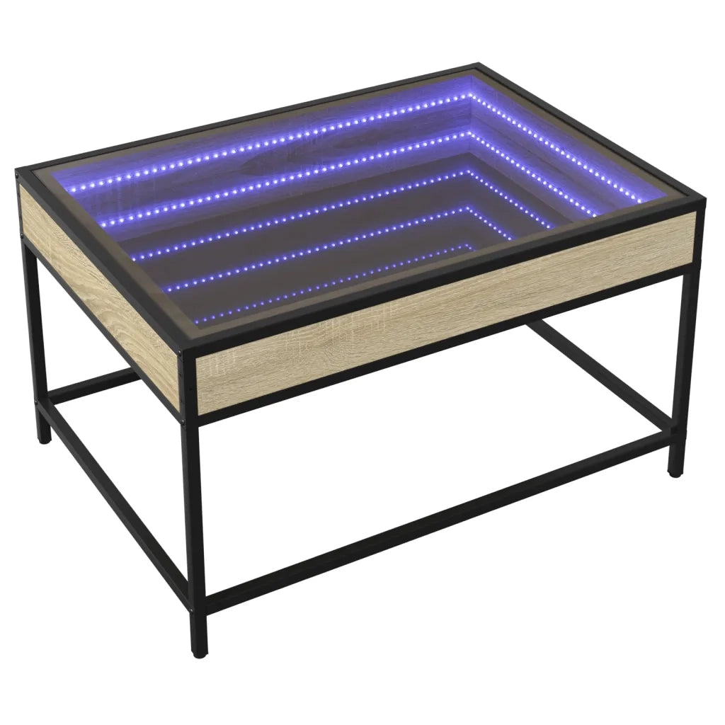 Tavolino da Salotto con LED Infinity-Tavolino da soggiorno Rovere Sonoma 70x50x41 cm