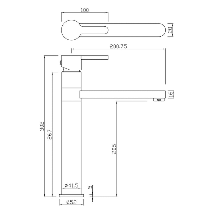 Rubinetto alto per lavabi a bacinella - Serie Dream
