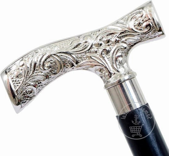 Staffa da passeggio deluxe - Manubrio in ottone con impugnatura in argento - Bella staffa da passeggio per uomini donne regalo