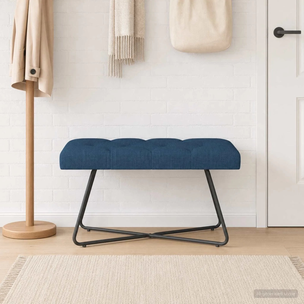 Panchina con bottoni imbottiti Blu 80 x 40 x 46 cm Tessuto 42038365