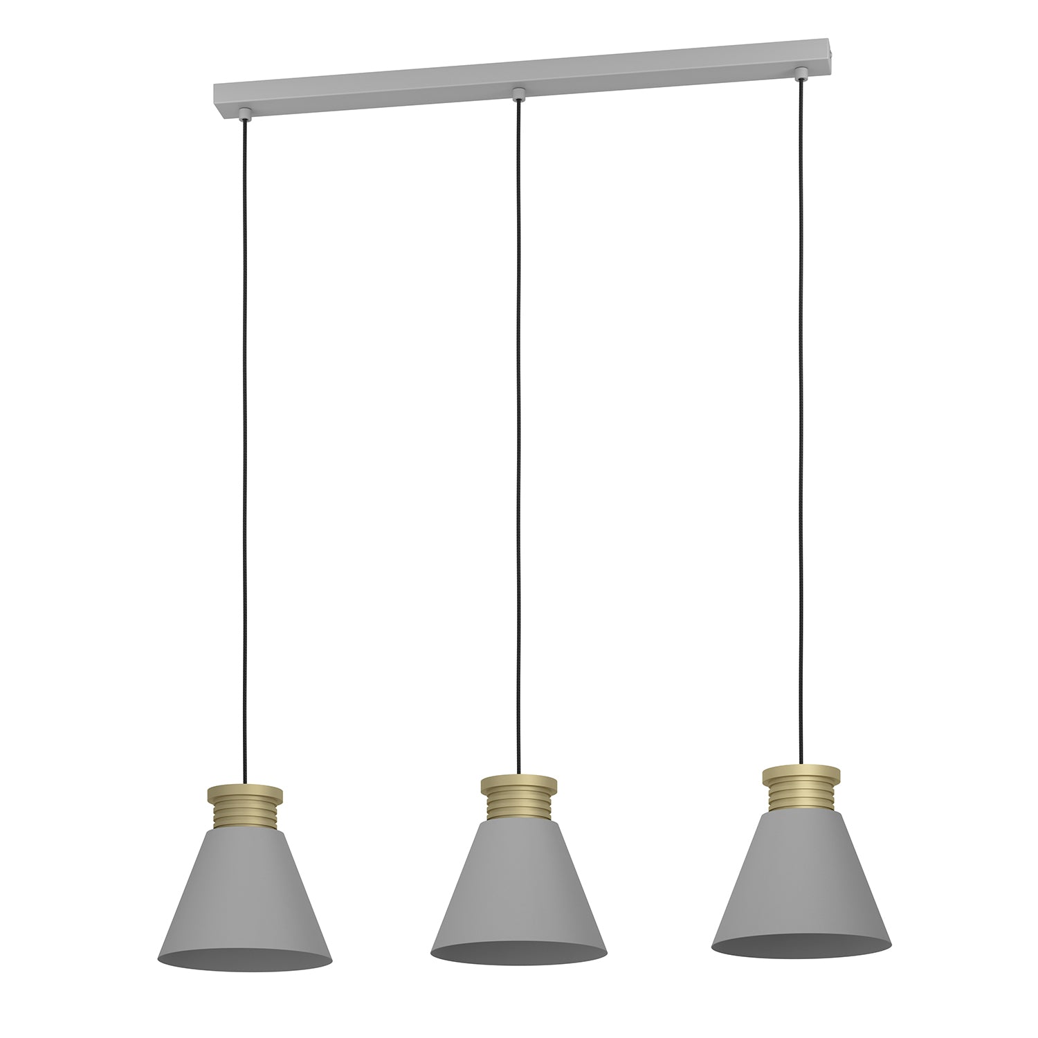 Lampadario A Sospensione Vintage Twicken Acciaio Grigio Oro 3 Luci E27