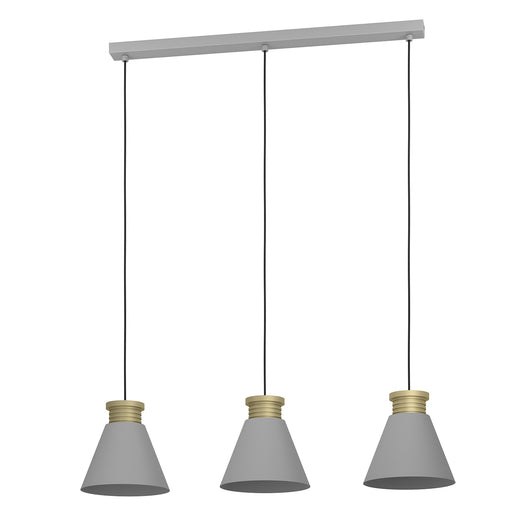 Lampadario A Sospensione Vintage Twicken Acciaio Grigio Oro 3 Luci E27