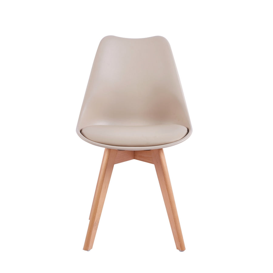 Set 4 Sedie 53,5x48,5x83 cm in Polipropilene e Similpelle Candice Khaki