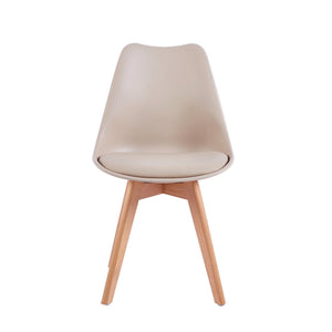 Set 4 Sedie 53,5x48,5x83 cm in Polipropilene e Similpelle Candice Khaki