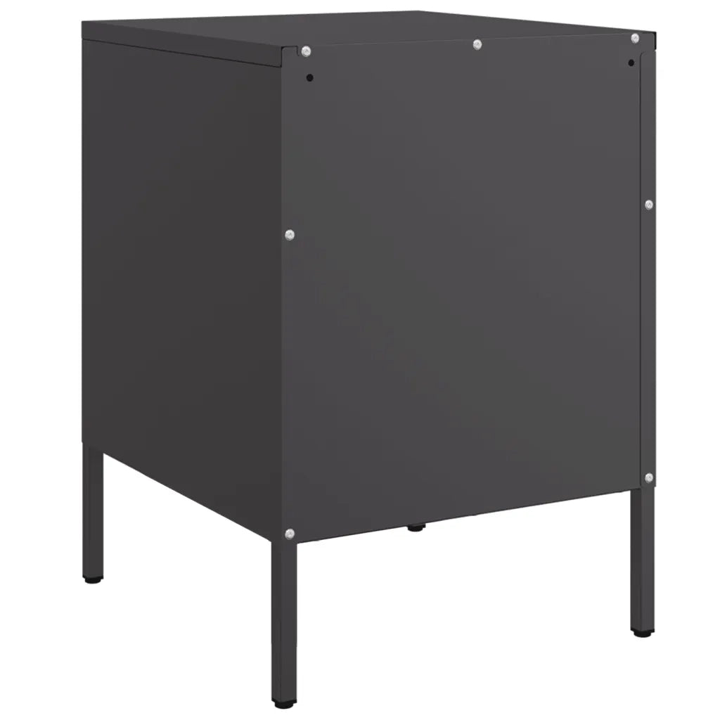 Set di 2 Comodini | Armadio da Notte | Mobiletto da notte Nero 36x39x50,5 cm in Acciaio