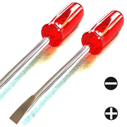 Trade Shop - Set 2 Cacciavite 1 Fisso 1 Stella 6x175mm Giravite Con Manico Gomma Ergonomico -