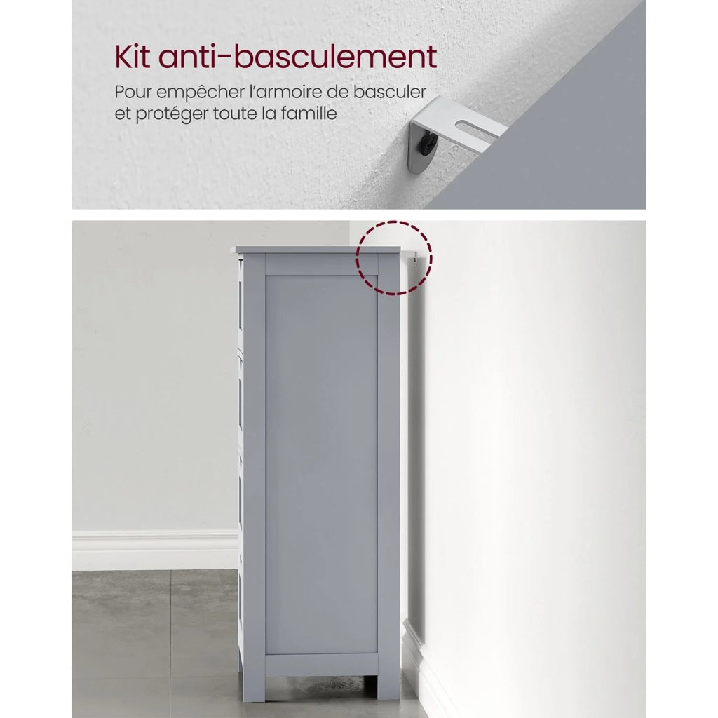 Mobiletto da bagno su gambe mobiletto portaoggetti con 4 cassetti cassettiera 30 x 30 x 82 cm per soggiorno cucina e corridoio salvaspazio grigio 12_0006507