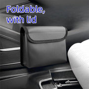 Borsa per rifiuti pieghevole per l'auto - Poggiatesta multifunzionale e appoggio porta - Cassa di stoccaggio - Accessori per l'auto - Spazio di stoccaggio per sacchi di rifiuti - Con coperchio/chiusura magnetica integrata [nero]
