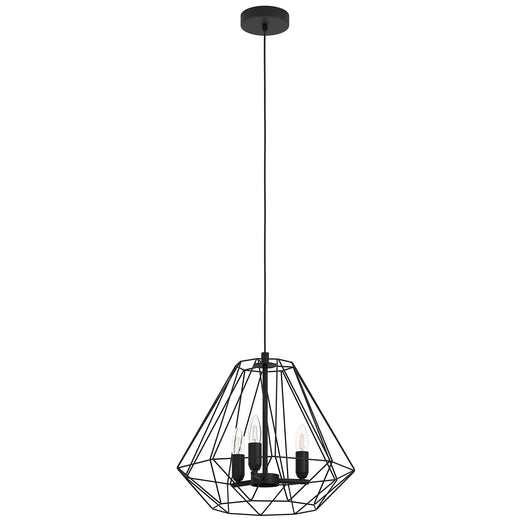 Lampadario A Sospensione Vintage Tarle Acciaio Nero 3 Luci E14