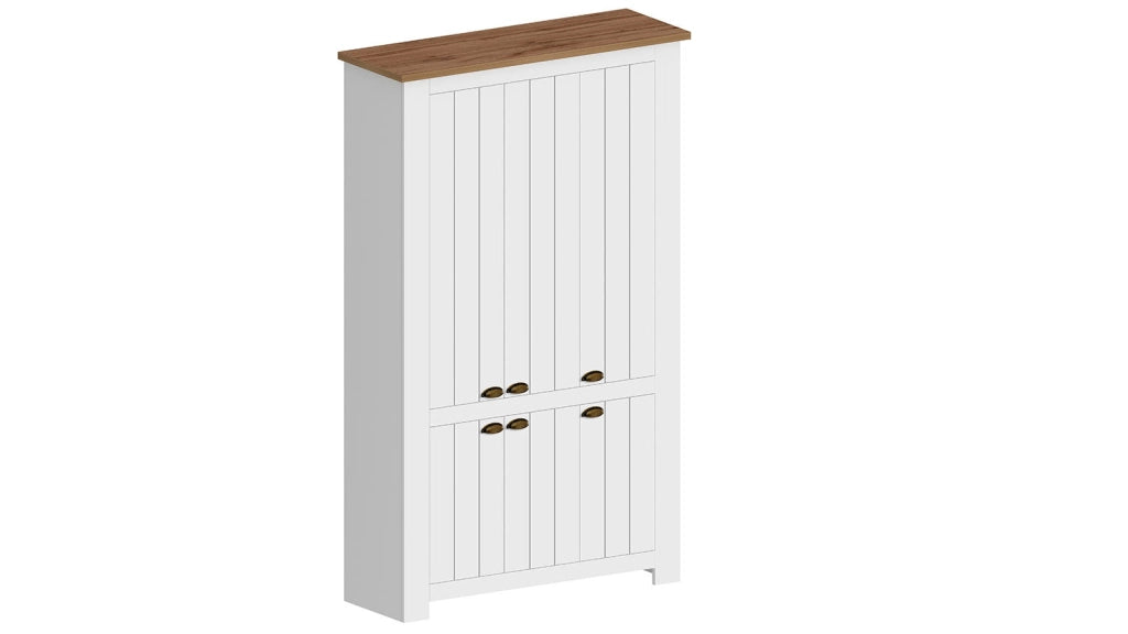 Scarpiera 6 Ante 114x42x200 cm Figo 6A Bianco Opaco/Rovere Wotan