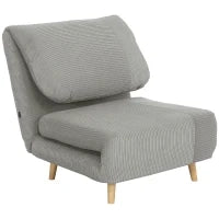 2-in-1 Poltrona Letto per Ospiti, Supporto Regolabile, Velluto a Coste, 82 cm x 89 cm x 83 cm, Grigio