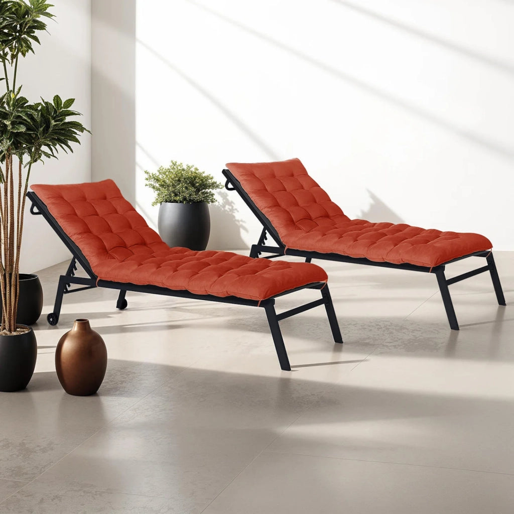IDMarket - Set di 2 cuscini universali per sdraio ADAM 180 cm in terracotta