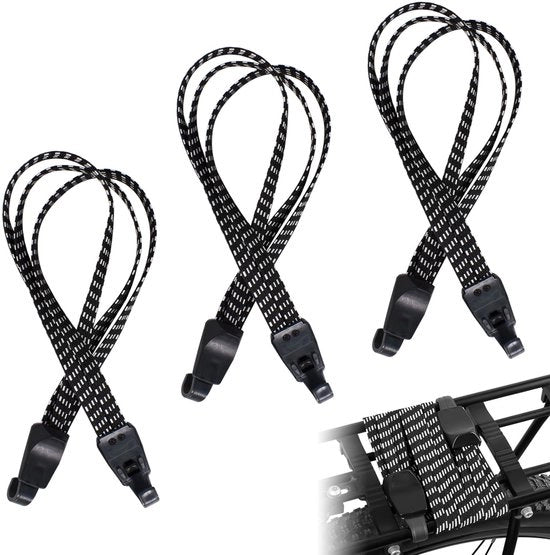 Set di 3 cinture per bagagli per bicicletta, cinture in gomma, cinghia di fissaggio con ganci, 62 cm, cinghia elastica per bicicletta, cinghia in gomma regolabile, portabagagli per bicicletta, motocicletta