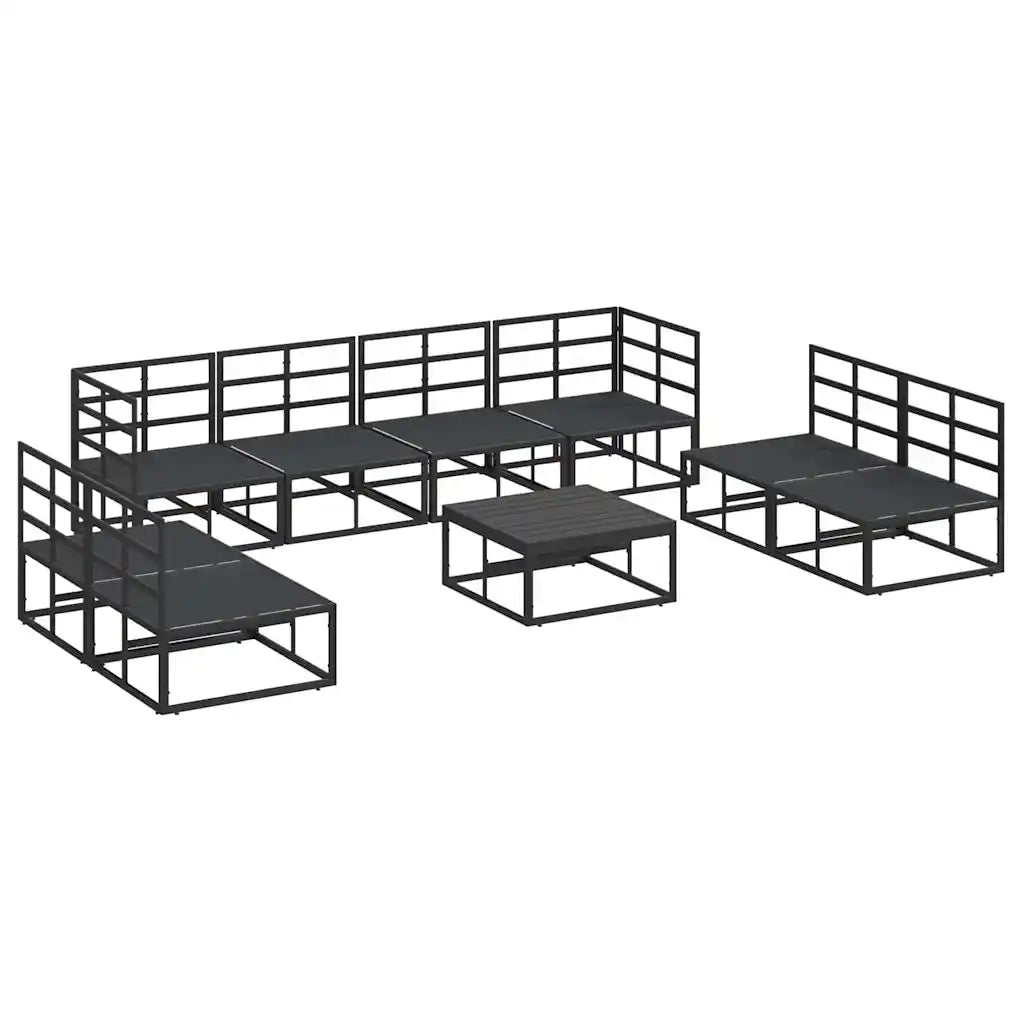 Set Divano da Giardino con cuscino 9 pcs Nero Alluminio 3378853