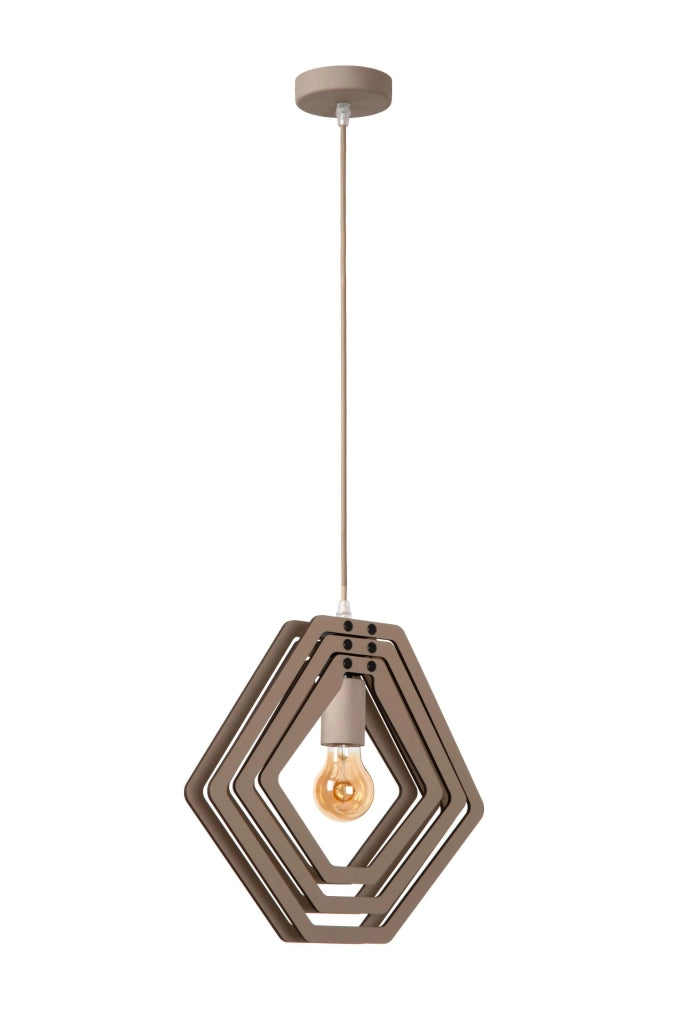 Lampada sospesa MAURO taupe legno 1xE27 Lucide