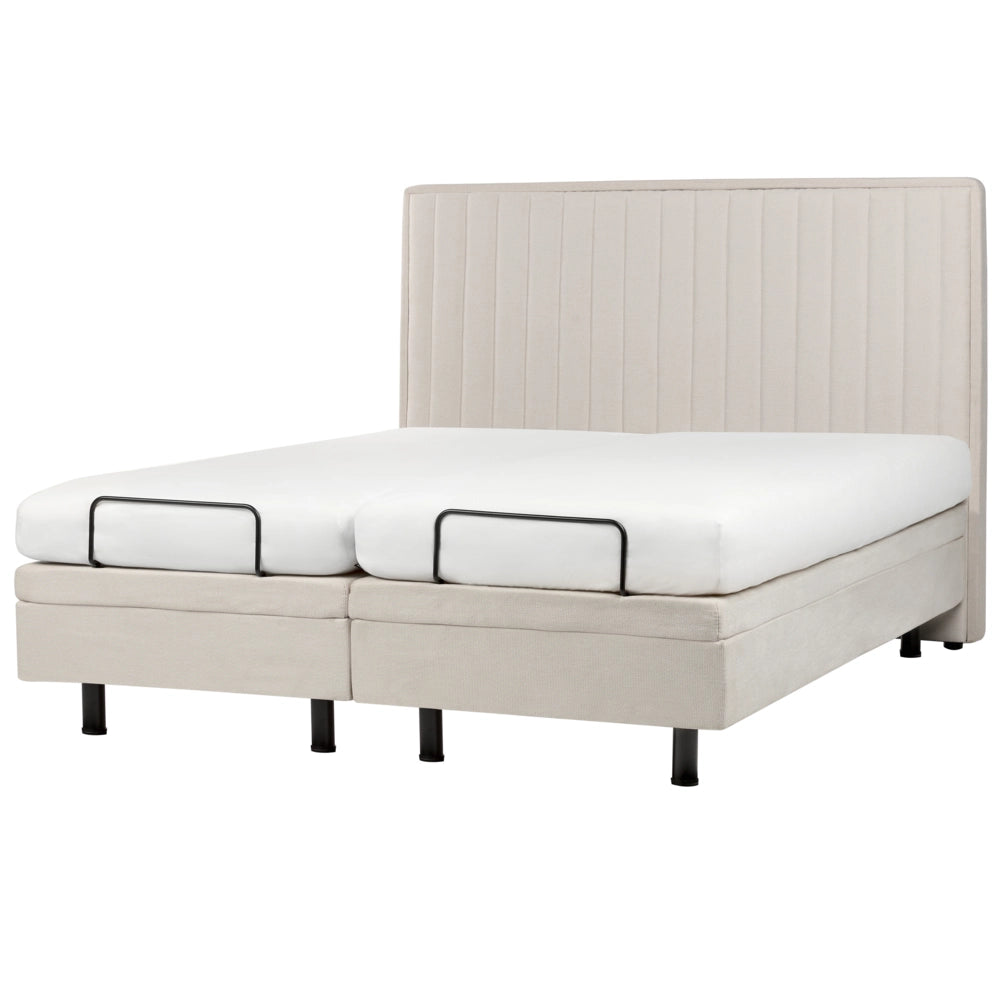 Letto Tessuto Beige chiaro Elettrico Regolabile con Telecomando 160 x 200 cm